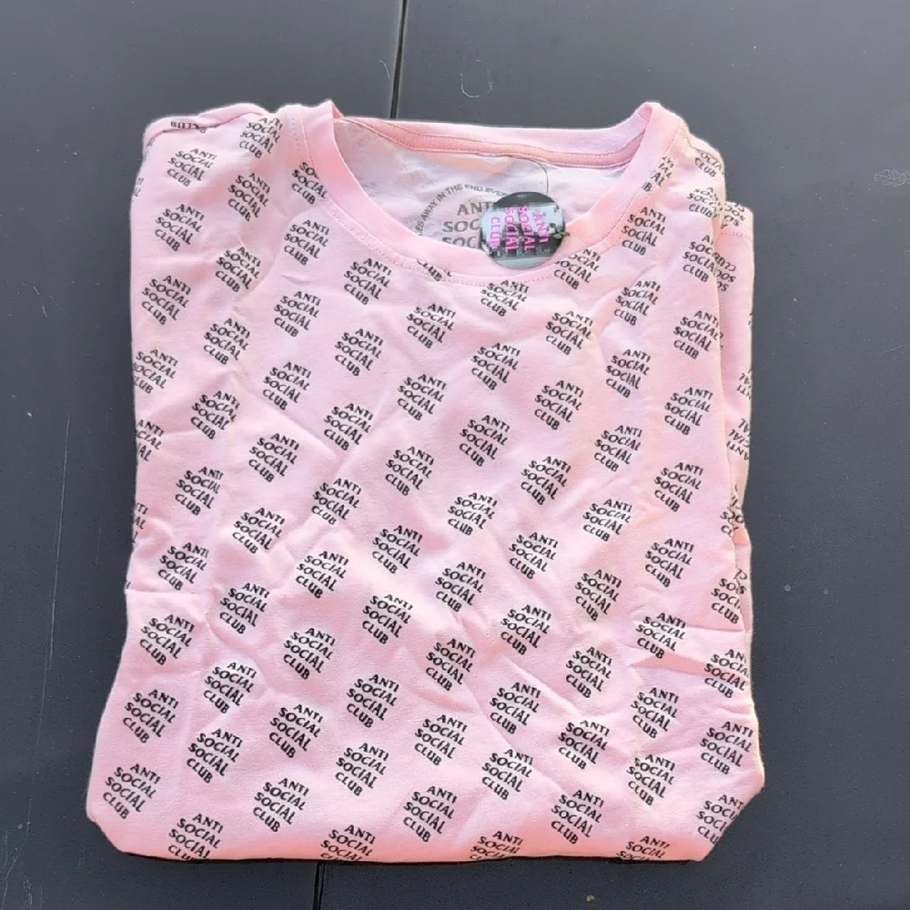 Anti Social Social Club Pink Logo Pattern Tee - Picture 5 of 5